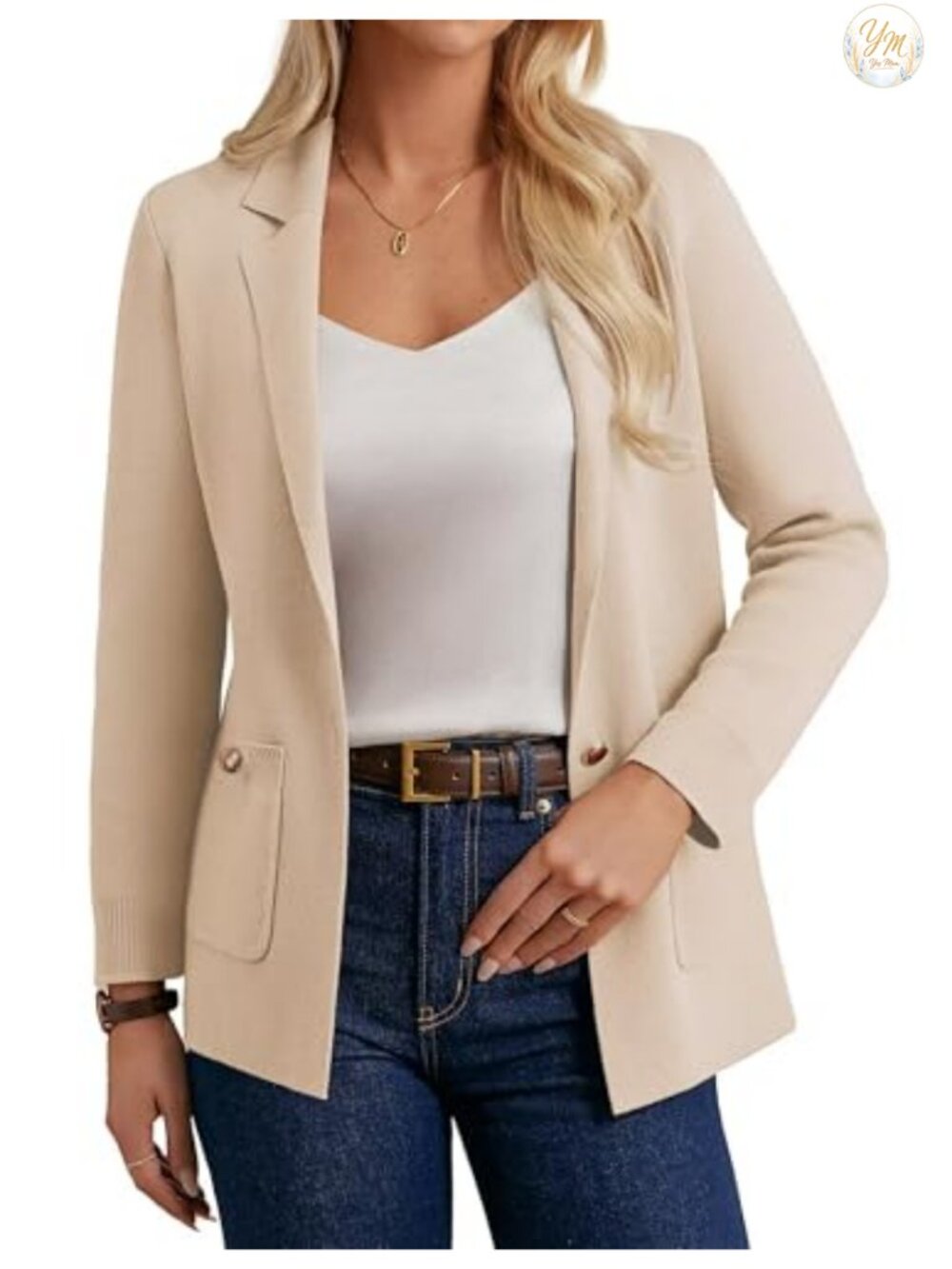 Womens Knit Sweater Blazer Business Casual Long Sleeve Open Front Cardigan Suit
